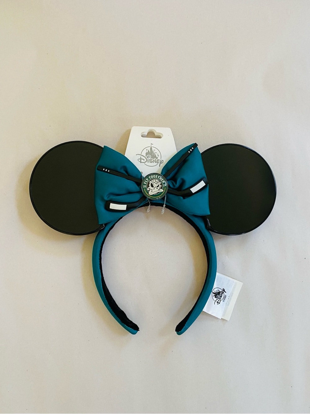 Disney Collectible Anaheim Ducks Teal and Black Minnie Ear Headband with Bow